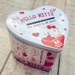 Hello Kitty Valentine Mailbox Tin w stickers 7x6x6 NWT Sanrio